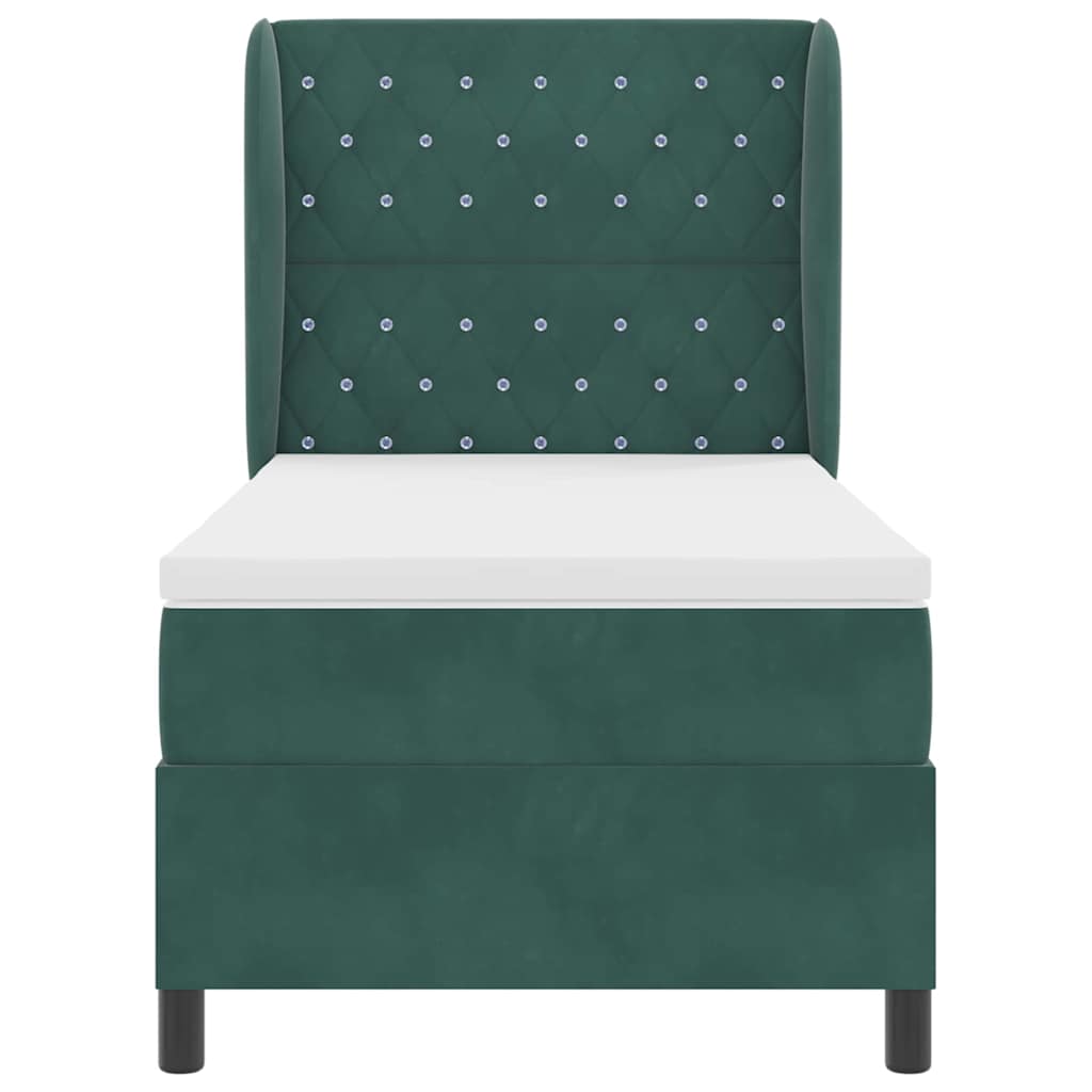 Box spring seng med madras Mørkegrøn 200 x 90 cm Fløjl