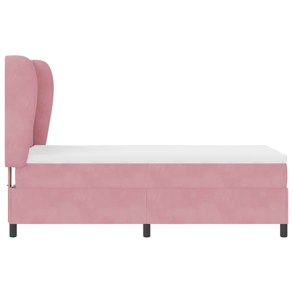 Box spring seng med hovedgærde Lyserød 200 x 90 cm Fløjl