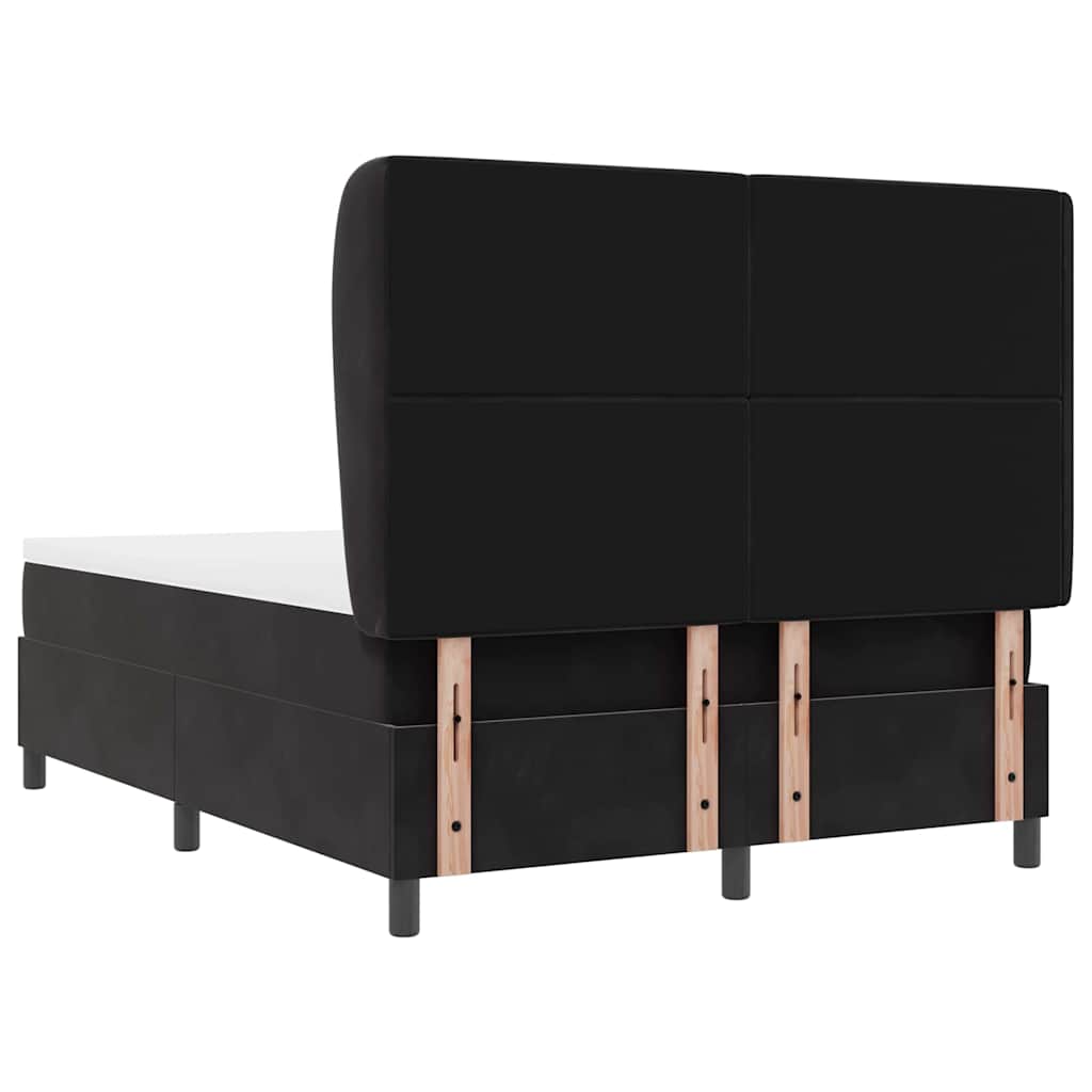 Box spring seng med madras Sort 190 x 140 cm Fløjl
