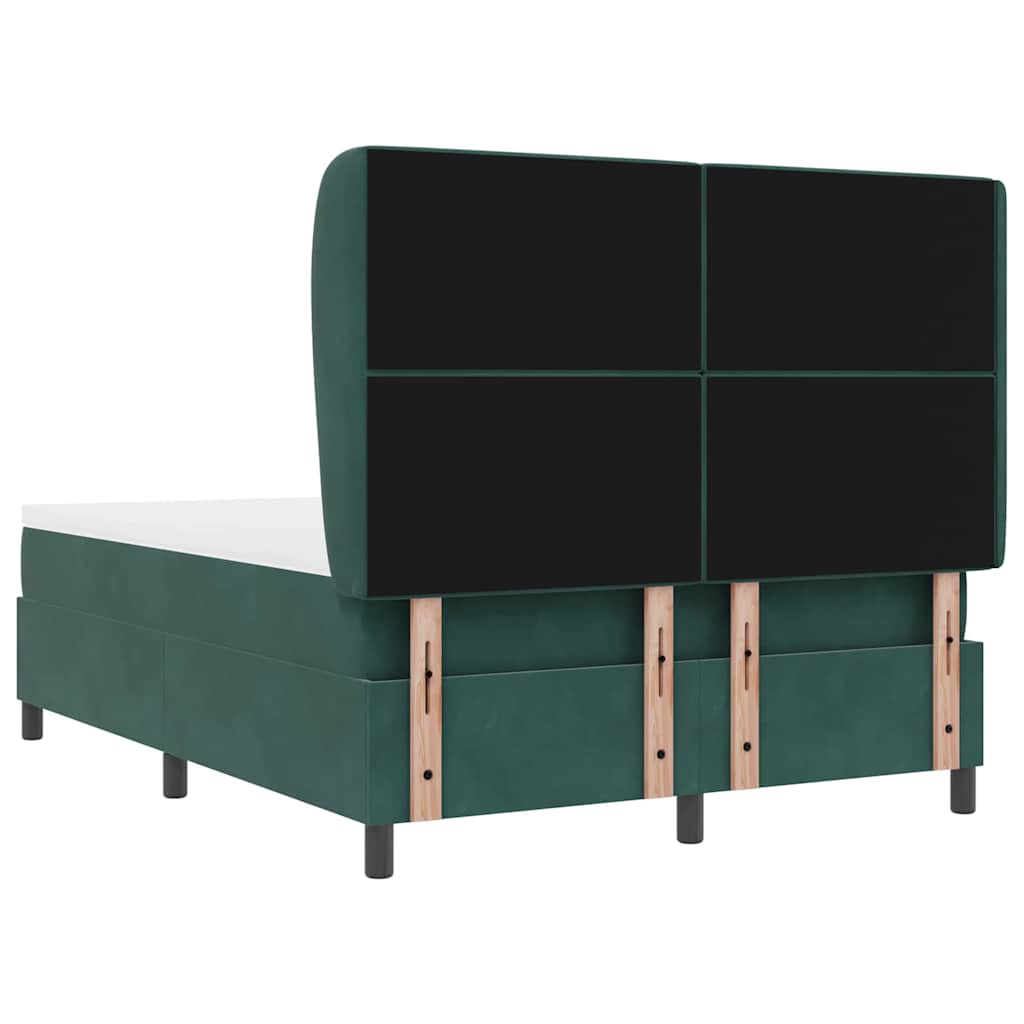 Box spring seng med hovedgærde Mørkegrøn 190 x 140 cm Fløjl