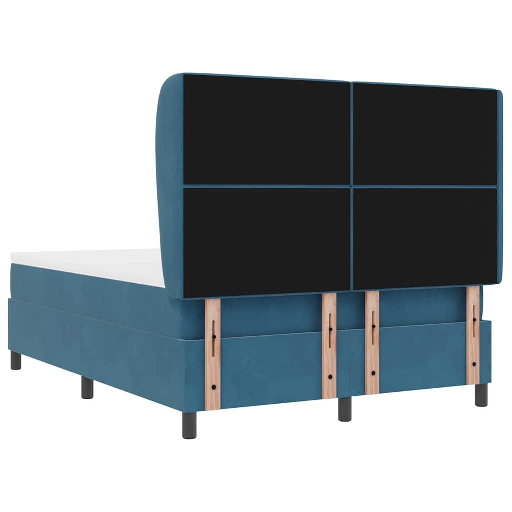 Box spring seng med hovedgærde Mørk blå 190 x 140 cm Fløjl