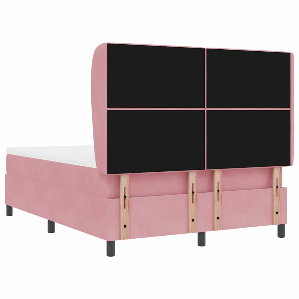 Box spring seng med hovedgærde Lyserød 190 x 140 cm Fløjl