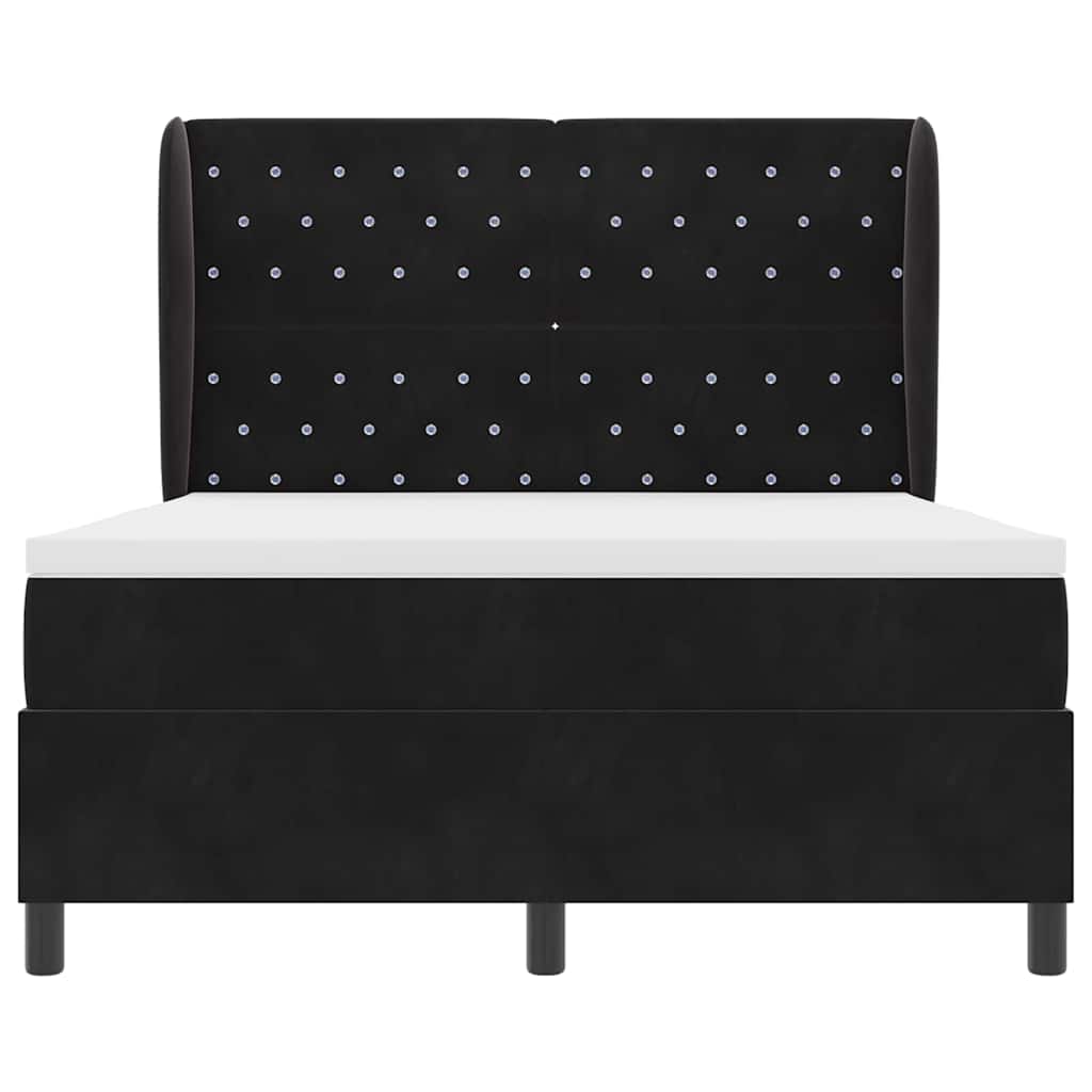 Box spring seng med madras Sort 200 x 140 cm Fløjl