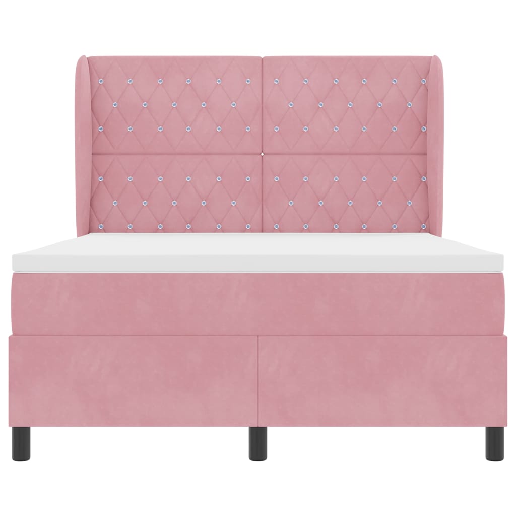 Box spring seng med madras Lyserød 200 x 140 cm Fløjl