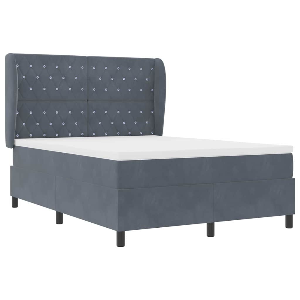 Box spring seng med hovedgærde Mørkegrå 200 x 160 cm Fløjl