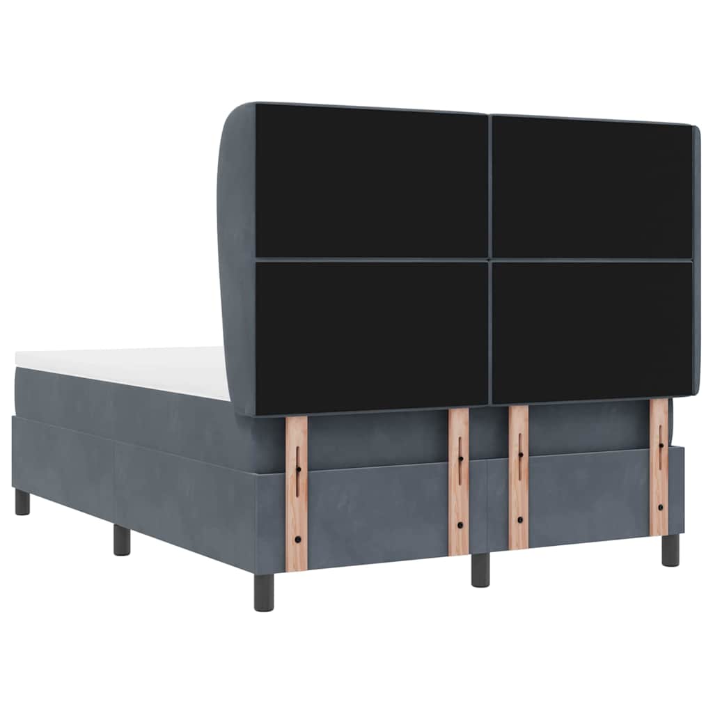 Box spring seng med hovedgærde Mørkegrå 200 x 160 cm Fløjl