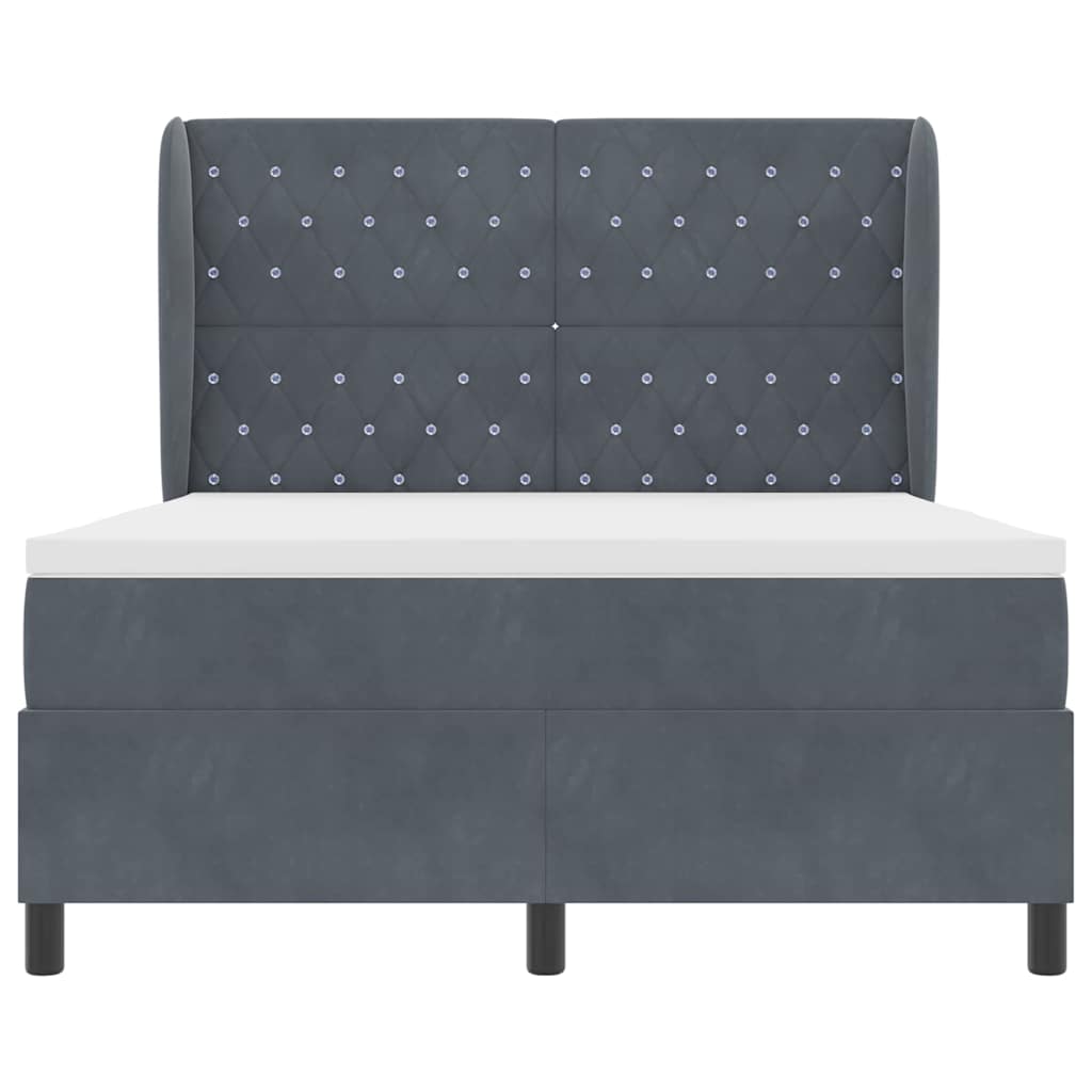 Box spring seng med hovedgærde Mørkegrå 200 x 160 cm Fløjl