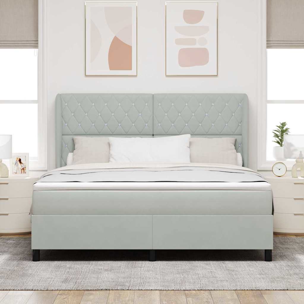 Box spring seng med madras Lysegrå 200 x 180 cm Fløjl