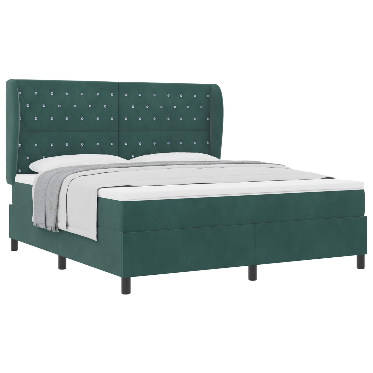 Box spring seng med madras Mørkegrøn 200 x 180 cm Fløjl
