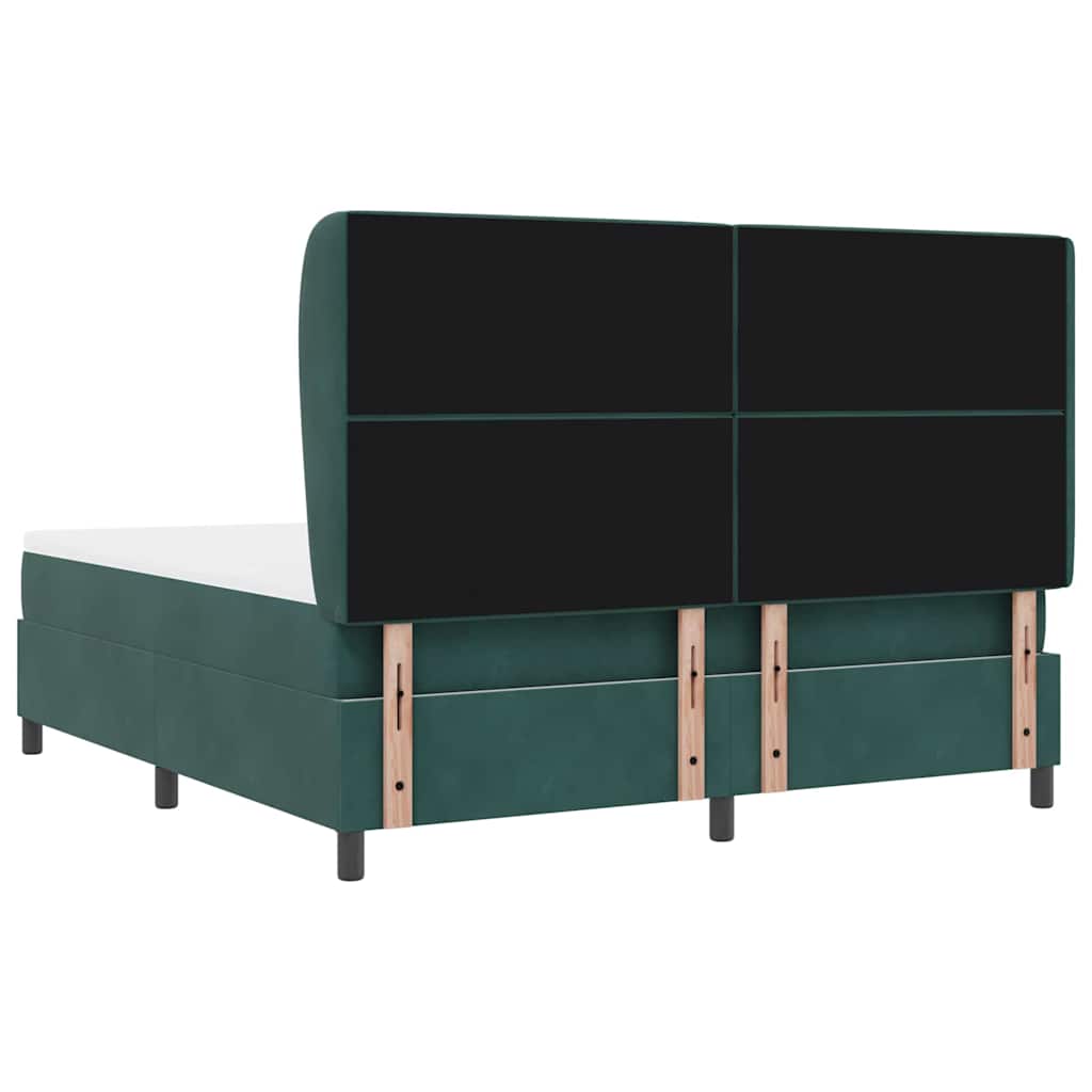 Box spring seng med madras Mørkegrøn 200 x 180 cm Fløjl
