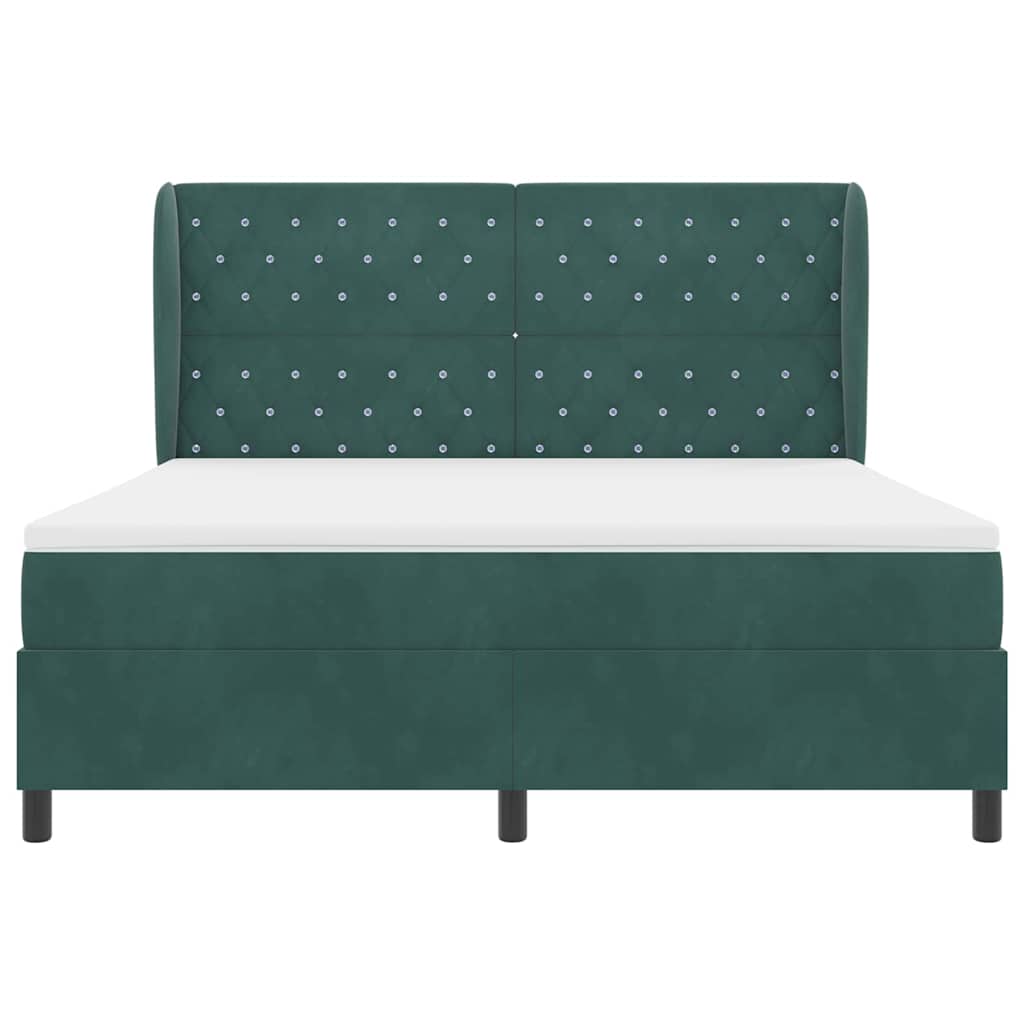 Box spring seng med madras Mørkegrøn 200 x 180 cm Fløjl