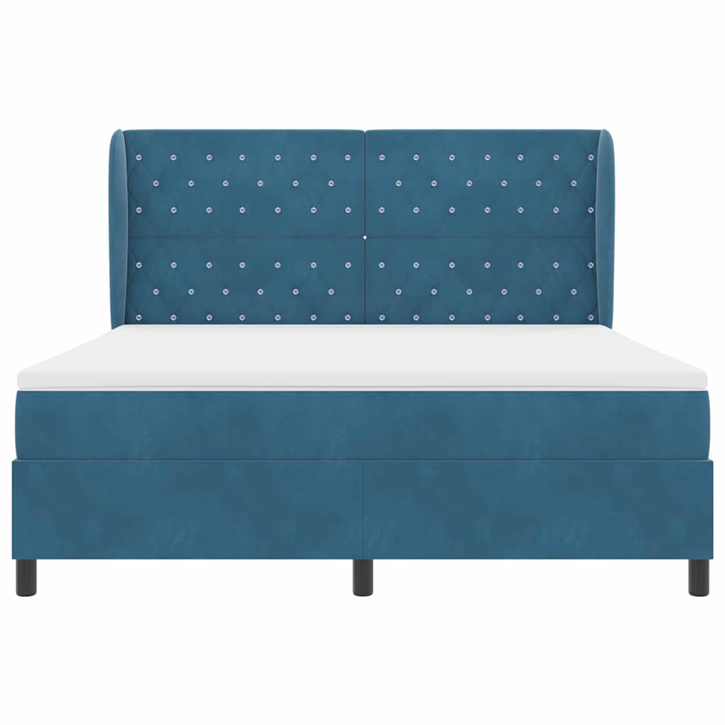 Box spring seng med hovedgærde Mørk blå 200 x 180 cm Fløjl