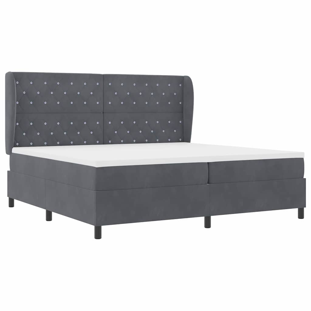 Box spring seng med madras Mørkegrå 200 x 200 cm Fløjl