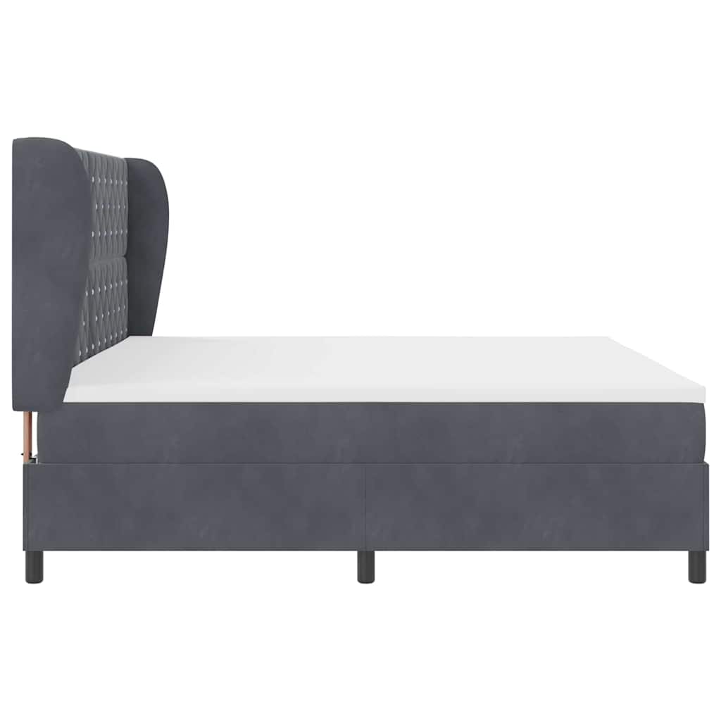 Box spring seng med madras Mørkegrå 200 x 200 cm Fløjl