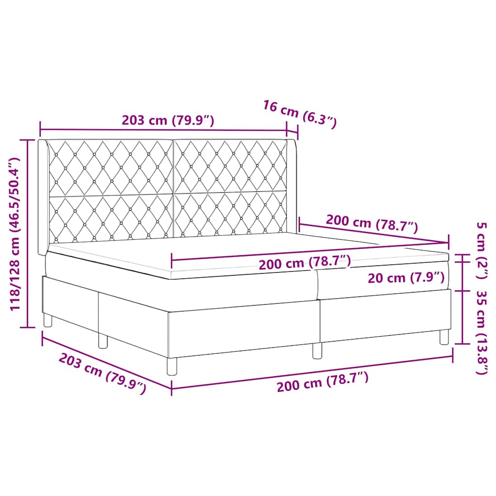 Box spring seng med madras Mørk blå 200 x 200 cm Fløjl