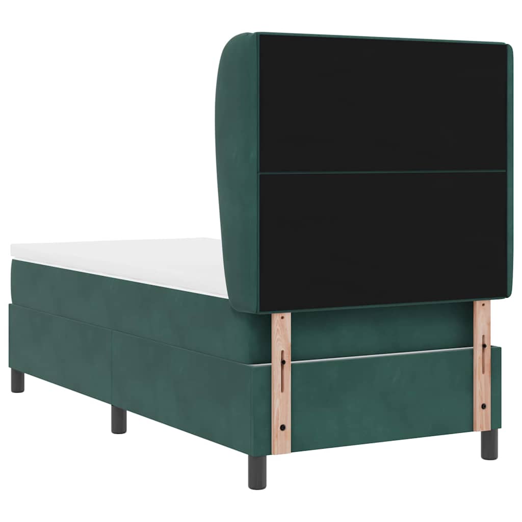Box spring seng med hovedgærde Mørkegrøn 200 x 80 cm Fløjl