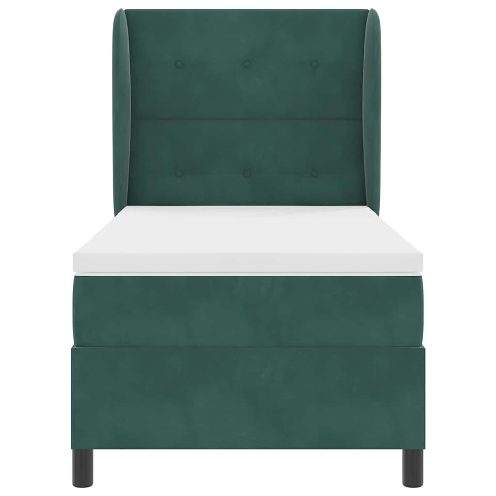Box spring seng med hovedgærde Mørkegrøn 190 x 90 cm Fløjl