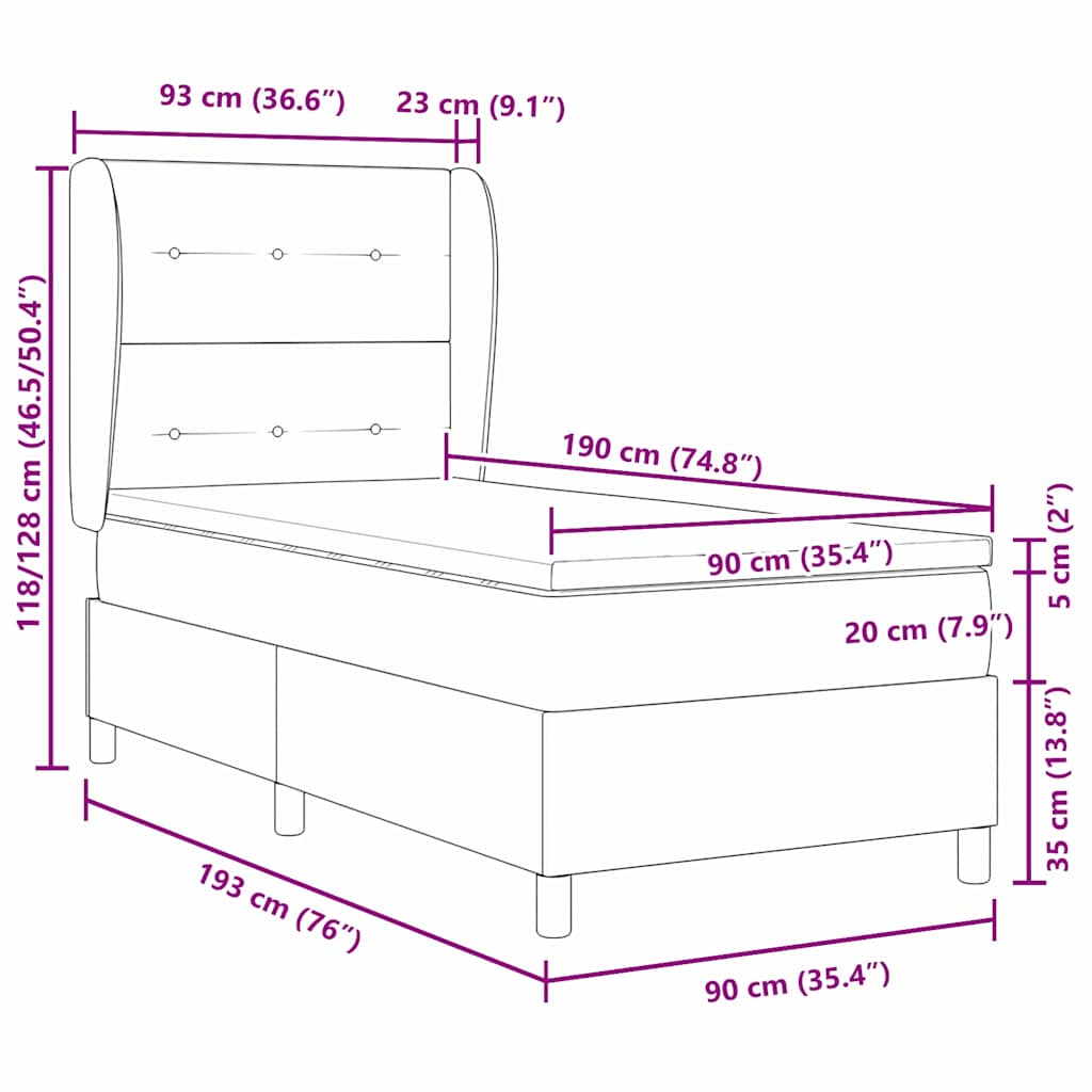Box spring seng med hovedgærde Mørkegrøn 190 x 90 cm Fløjl