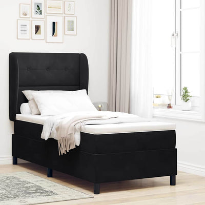 Box spring seng med hovedgærde Sort 200 x 100 cm Fløjl