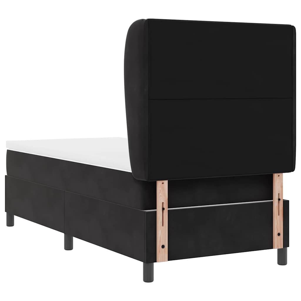 Box spring seng med hovedgærde Sort 200 x 100 cm Fløjl