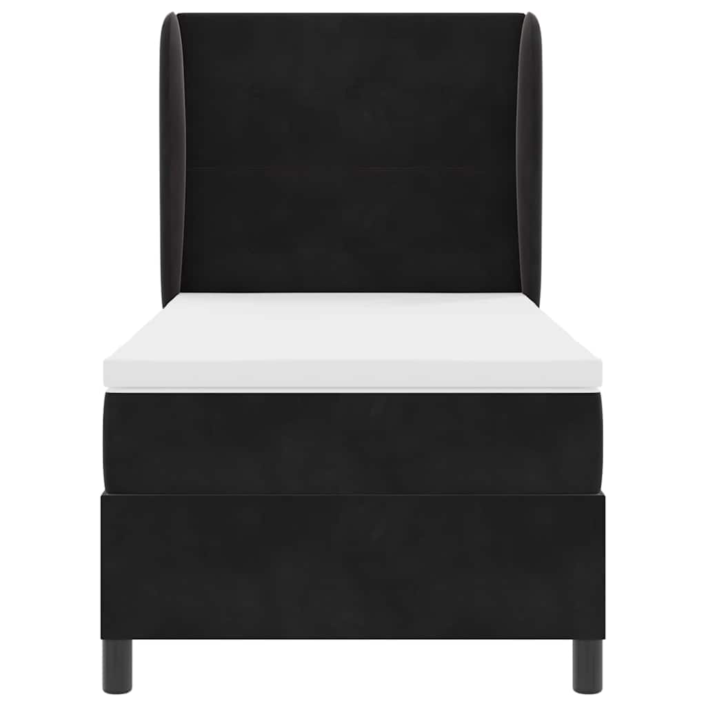 Box spring seng med hovedgærde Sort 200 x 100 cm Fløjl