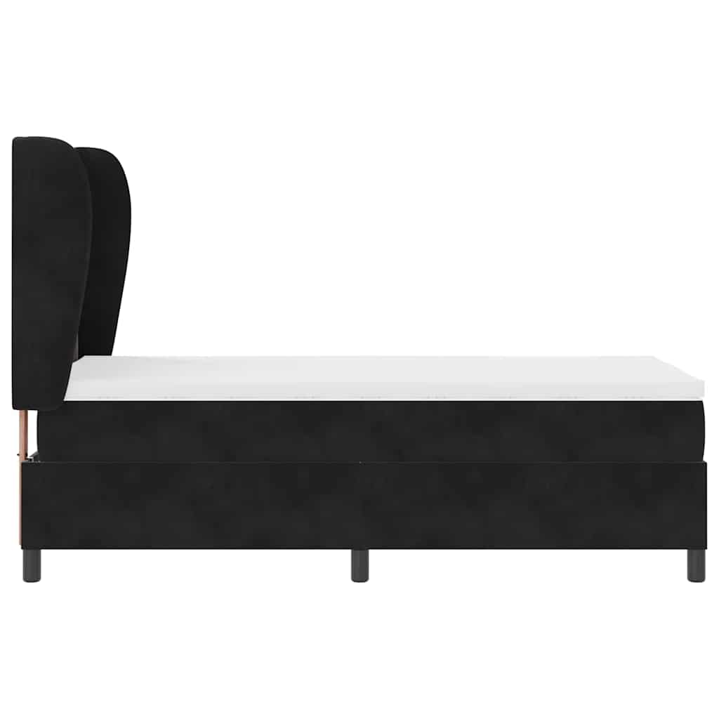 Box spring seng med hovedgærde Sort 200 x 100 cm Fløjl