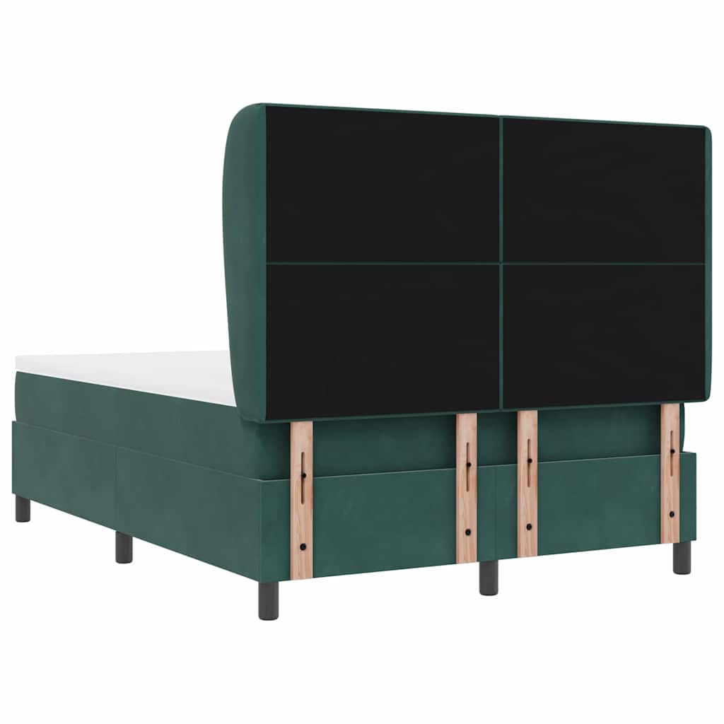 Box spring seng med hovedgærde Mørkegrøn 200 x 140 cm Fløjl