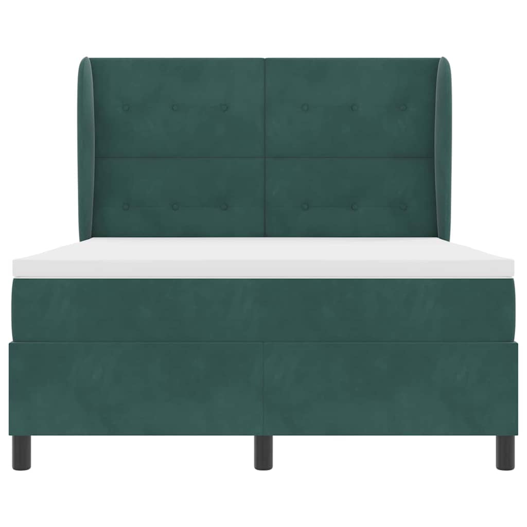 Box spring seng med hovedgærde Mørkegrøn 200 x 140 cm Fløjl