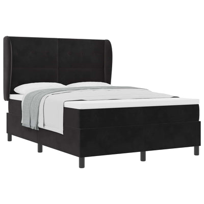Box spring seng med hovedgærde Sort 200 x 160 cm Fløjl