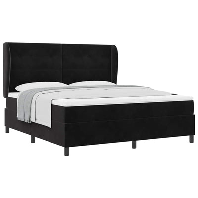 Box spring seng med hovedgærde Sort 200 x 180 cm Fløjl