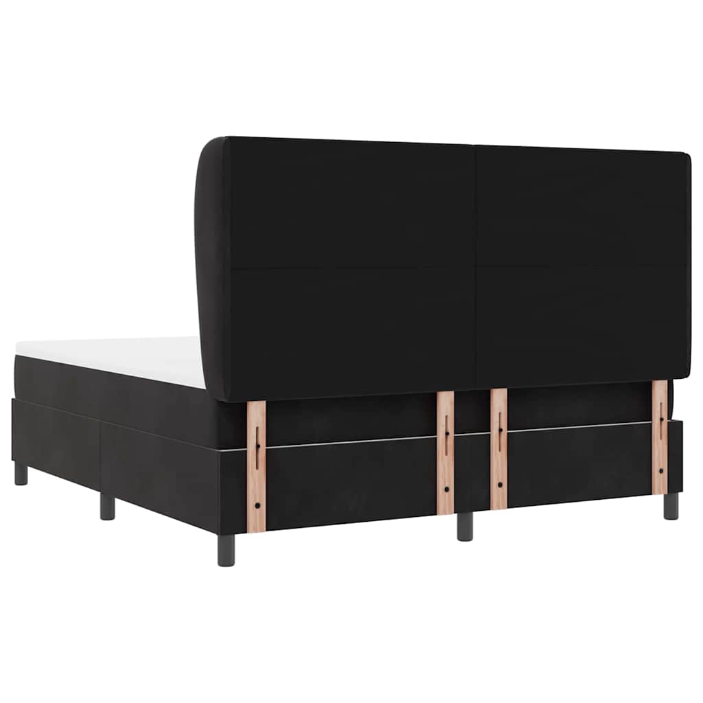 Box spring seng med hovedgærde Sort 200 x 180 cm Fløjl