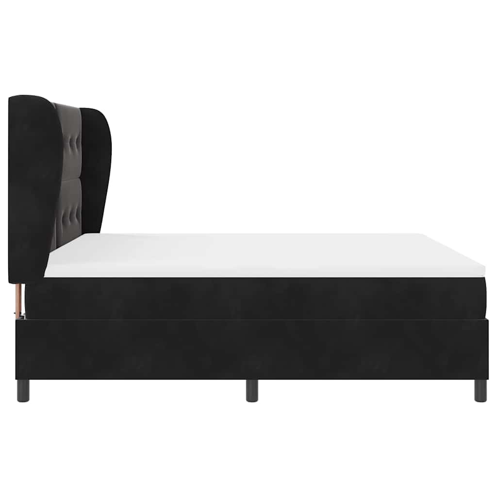 Box spring seng med hovedgærde Sort 200 x 180 cm Fløjl