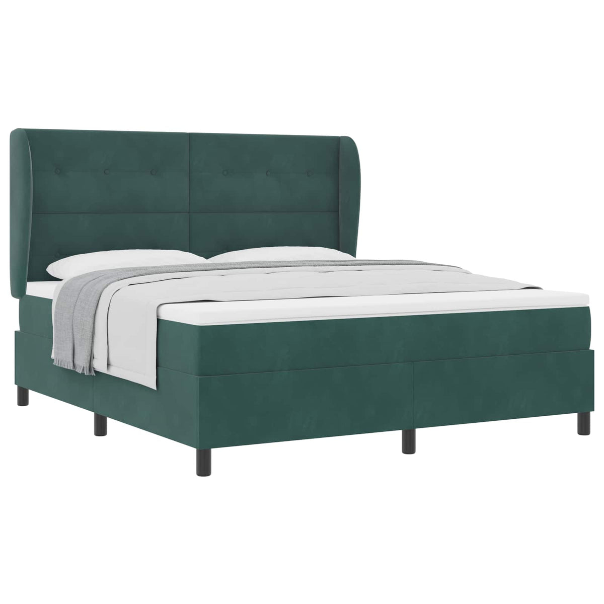 Box spring seng med hovedgærde Mørkegrøn 200 x 180 cm Fløjl