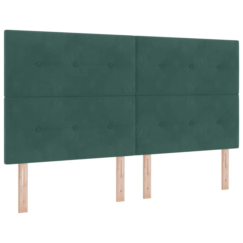 Box spring seng med hovedgærde Mørkegrøn 200 x 180 cm Fløjl