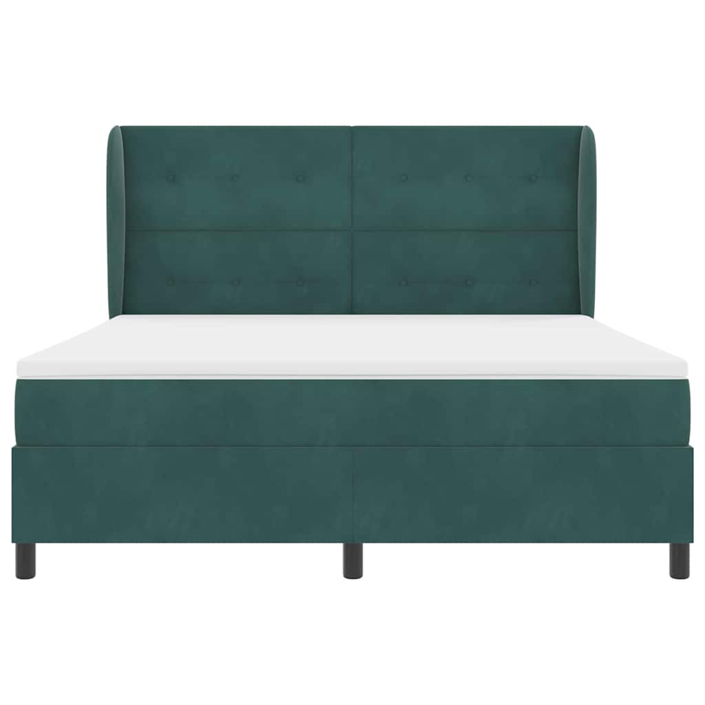 Box spring seng med hovedgærde Mørkegrøn 200 x 180 cm Fløjl