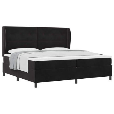 Box spring seng med hovedgærde Sort 200 x 200 cm Fløjl