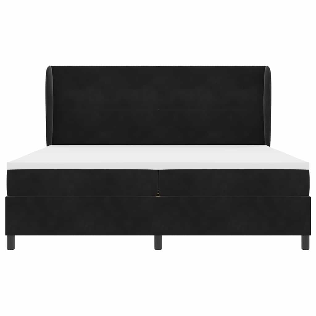 Box spring seng med hovedgærde Sort 200 x 200 cm Fløjl