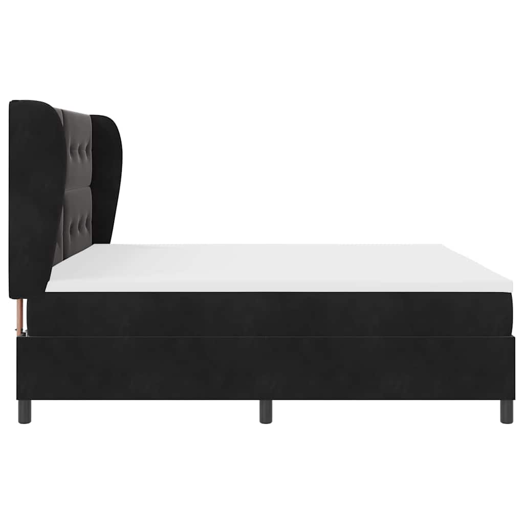 Box spring seng med hovedgærde Sort 200 x 200 cm Fløjl