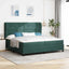 Box spring seng med hovedgærde Mørkegrøn 200 x 200 cm Fløjl