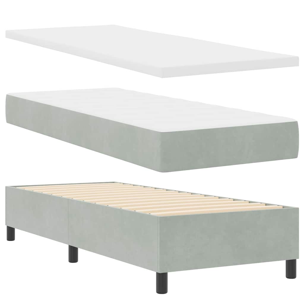 Box spring seng med hovedgærde Lysegrå 200 x 80 cm Fløjl