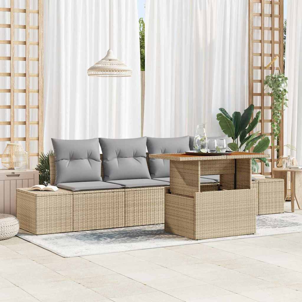 Havesofa Sæt 5 stk. Beige og grå