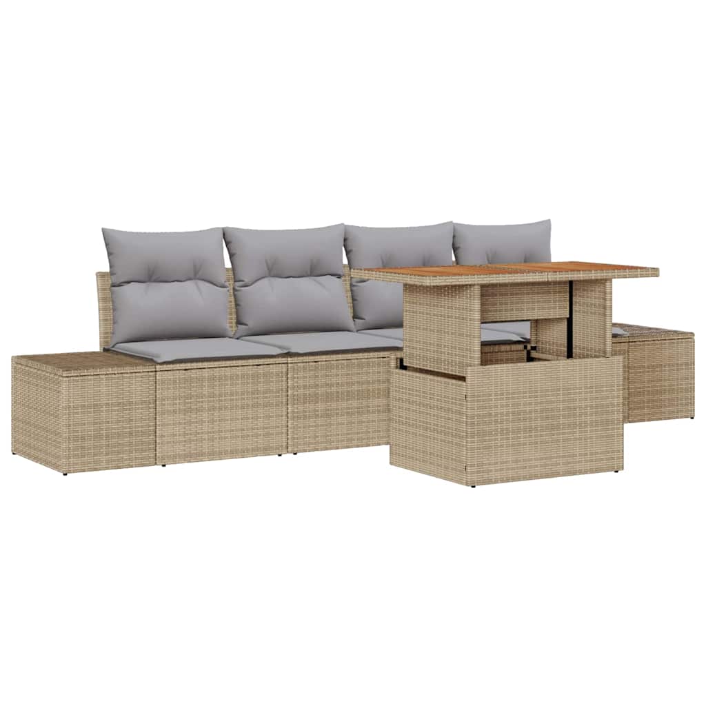 Havesofa Sæt 5 stk. Beige og grå