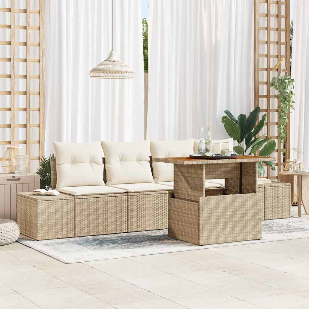 Havesofa Sæt 5 stk. Beige og creme