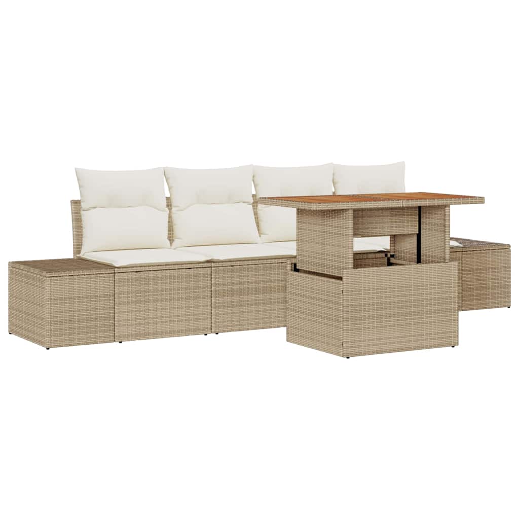 Havesofa Sæt 5 stk. Beige og creme