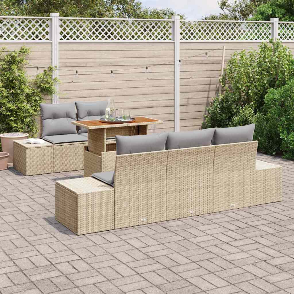 Havesofa Sæt 6 stk. Beige og grå