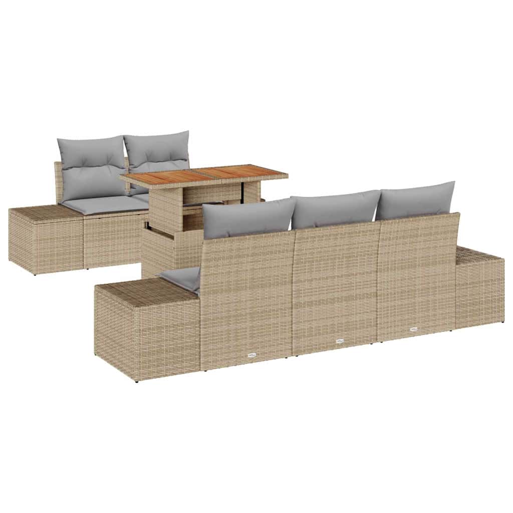 Havesofa Sæt 6 stk. Beige og grå