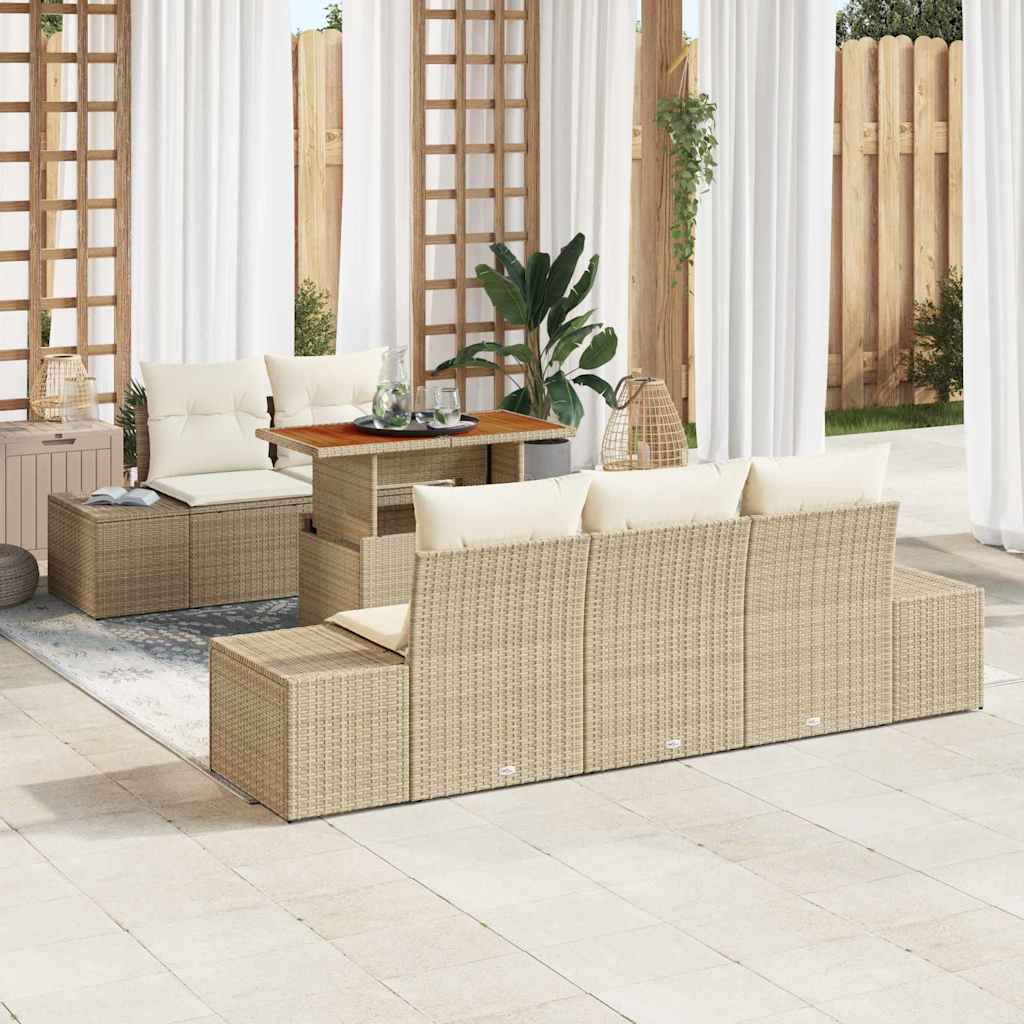 Havesofa Sæt 6 stk. Beige og creme