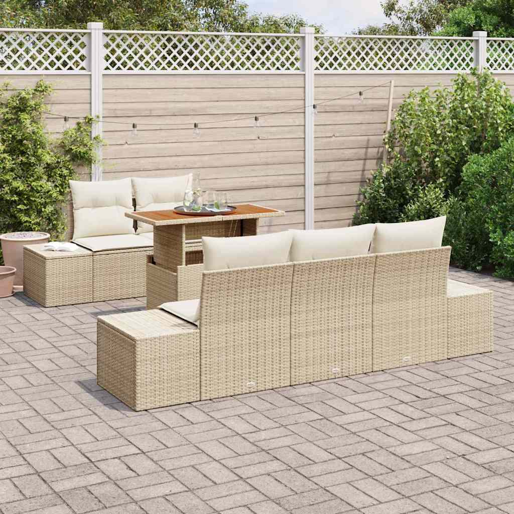 Havesofa Sæt 6 stk. Beige og creme