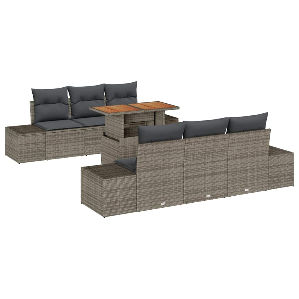 Havesofa Sæt 7 stk. Grå polyrattan