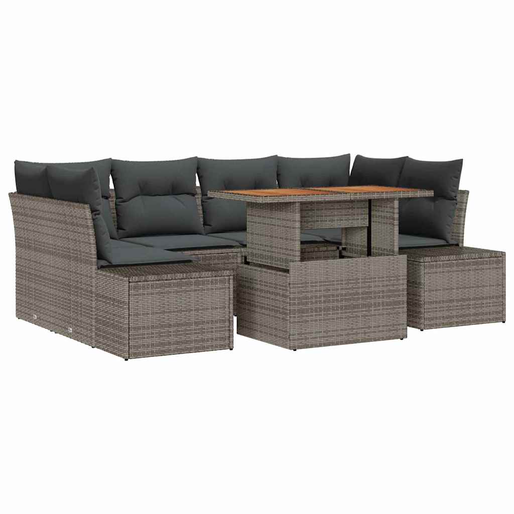 Havesofa Sæt 7 stk. Grå polyrattan
